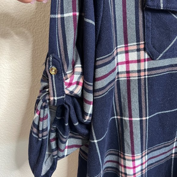 Eden & Olivia Plaid Button Down Soft Flannel Shirt with Tab Sleeve - Size 3X - Picture 4 of 5